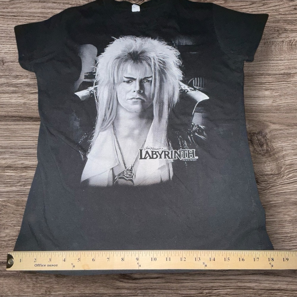 Labyrinth David Bowie Jareth Graphic T Shirt Black Tultex Y2K Retro Size L - Picture 2 of 5